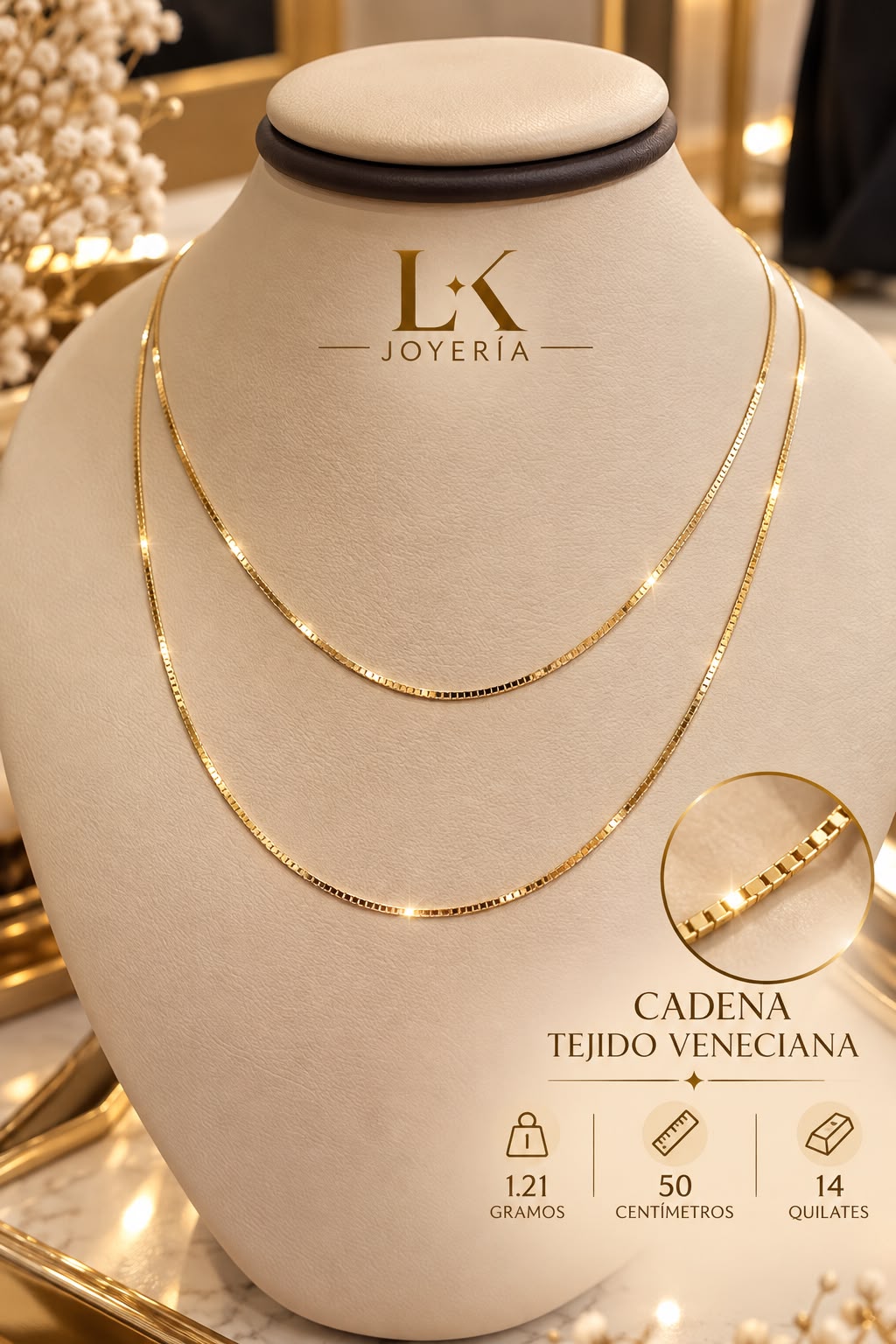 CADENA TEJIDO VENECIANA 1.21GR 14K